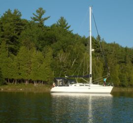 MC's sailboat near shoreline